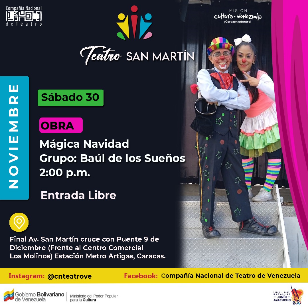 Obra infantil   “Mágica Navidad” ofrecerá funciones en el Teatro San Martín este fin